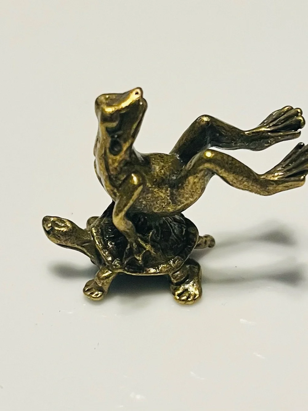 Brass Frog on Turtle Figurine #257